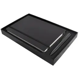 Flexi Notebook & Pen Set Black-Silver New